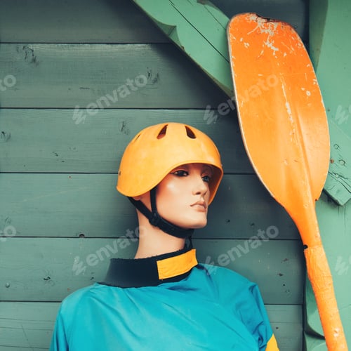 Preview: Mannequin with kayaking equipment
