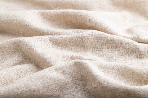 Preview: Fragment of white linen tissue. Side view, natural textile background.