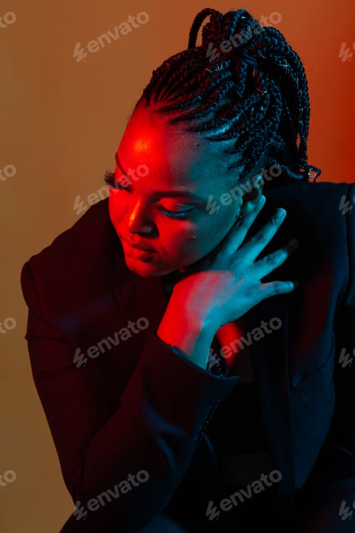 Preview: Portrait of beautiful confident African American woman, closeup