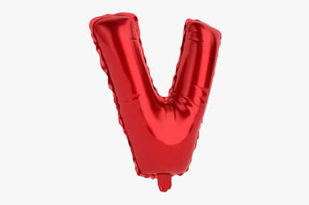 Preview: Shiny Red Letter V Balloon