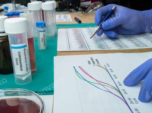 Preview: Scientist working on the DNA of a SARS-Cov-2 infected woman in a laboratory, conceptual image