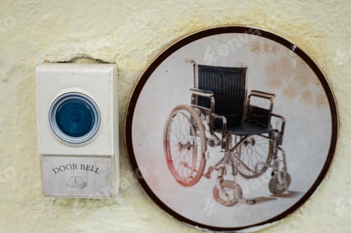 Preview: Doorbell with wheelchair symbol highlighting accessibility for people with disabilities