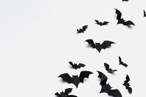 Preview: halloween and decoration concept - paper bats flying
