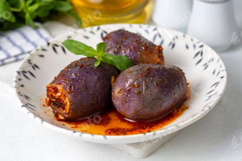 Preview: Traditional delicious Turkish foods; eggplant stuffed (patlican dolmasi)