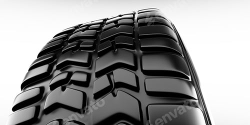 Preview: Wheel close-up on tire. White background