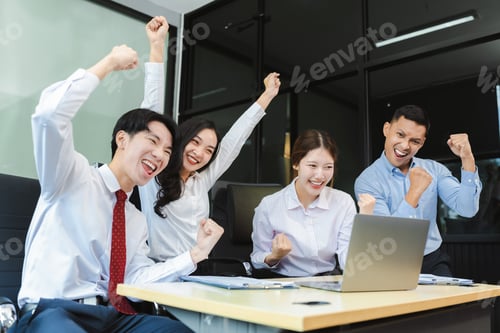 Preview: Business team creative are excited business success.