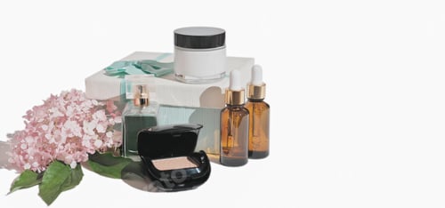 Preview: beauty gift for woman. cosmetic products set on white backgroung, isolated