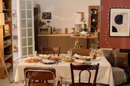 Preview: Served Table in Decorated Living Room