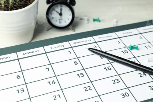 Preview: Concept of event planning and work planning, close up