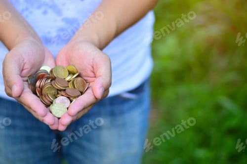 Preview: various gold coins on both palms