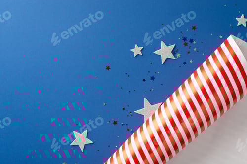 Preview: Getting ready for American Independence Day. From top view perspective, see display of decor