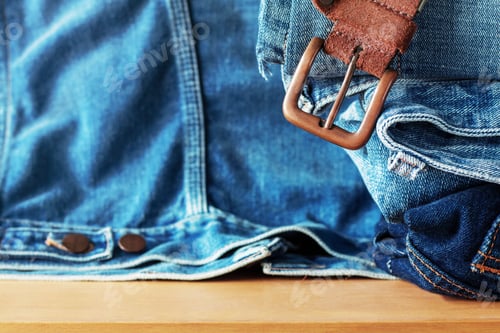 Preview: Denim Clothing and Leather Belt Still Life
