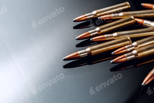 Preview: Ammunition Cartridges on a Shiny Surface