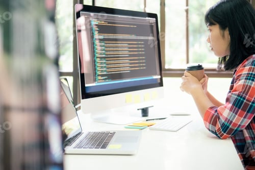 Preview: Programmer and UX UI designer working in a software development and coding technologies.