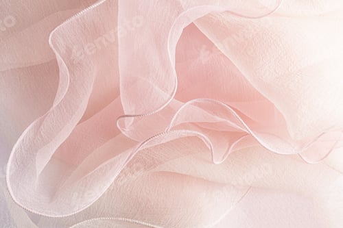 Preview: Stylish pink transparent background of delicate ruffles of the bride's dress. soft waves