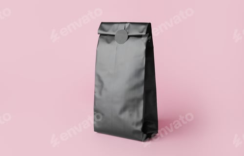 Preview: Blank coffee bag mockup isolated in a removable backgroud, concept for design