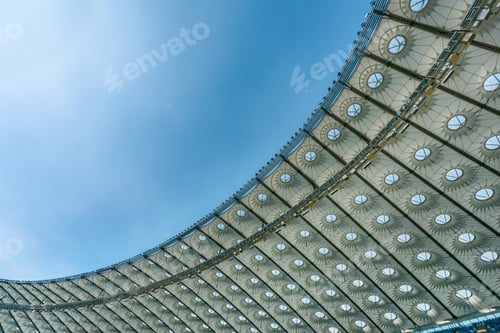 Preview: bottom view of white roof of olympic stadium background