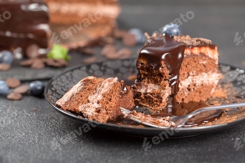 Preview: Cake decoration. Chocolate glaze. Frosting decoration