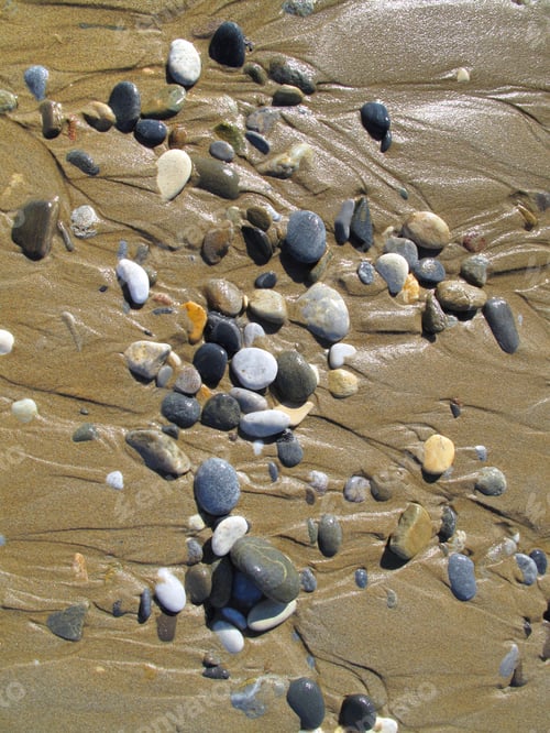 Preview: Wet sea pebbles on the sand