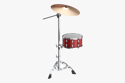 Preview: Cymbal and Red Snare Drum on Stand