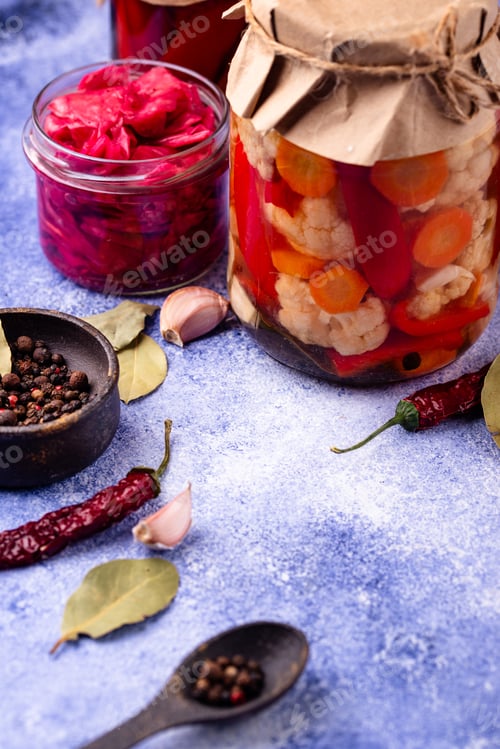 Preview: Healthy homemade fermented food in jars