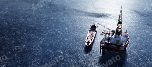 Preview: Oil platform on the ocean. Offshore drilling for gas and petroleum