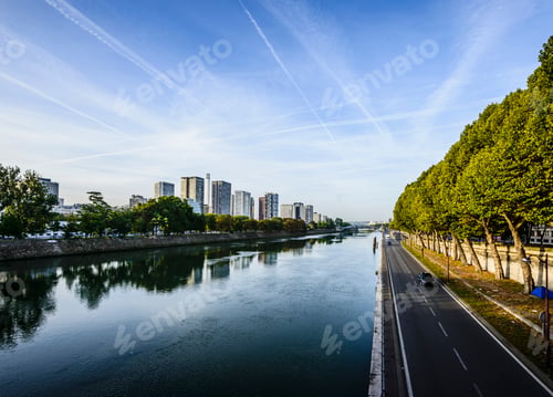 Preview: 54345,Paris city skyline along Seine River, Paris, France