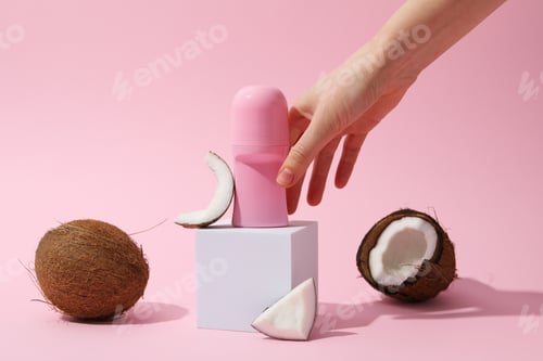 Preview: Concept of body and skin care accessories - coconut cosmetic