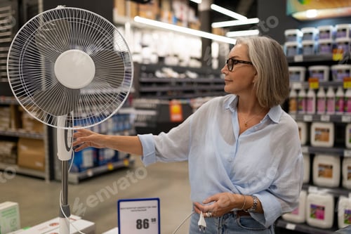 Preview: Shopping for a new fan in a home improvement store on a sunny day