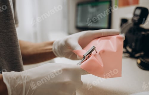 Preview: Dentistry cofferdam installation procedure. Dental treatment, modern technology