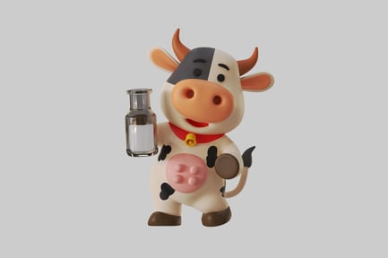 Preview: Cartoon cow with milk bottle