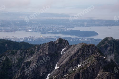 Preview: Aerial View of Grouse Mountain with Downtown City in the background