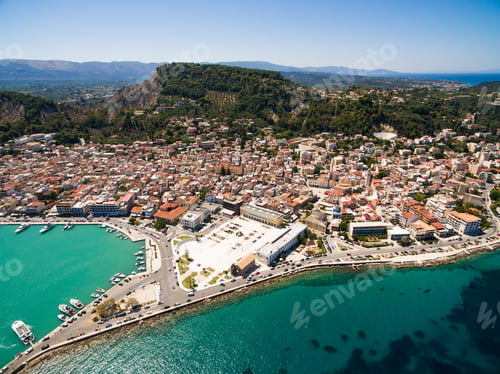 Preview: Aerial view of Zakynthos city in Zante island, in Greece