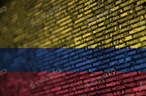 Preview: Colombia flag is depicted on the screen with the program code
