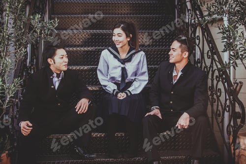 Preview: Japanese students meeting outdoors