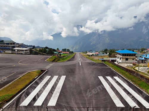 Preview: Lukla Airport runway in the Himalayas, a point of entry for mountaineers
