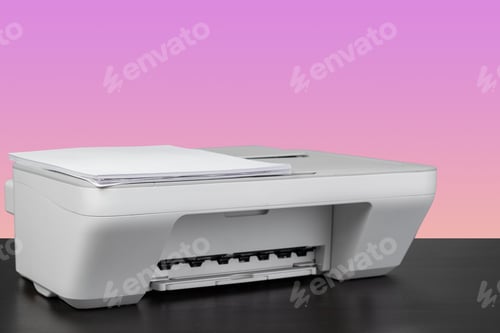 Preview: Compact home laser printer against pink background