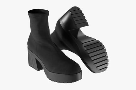 Preview: Sleek Black Sock Boots with Platform Lug Sole