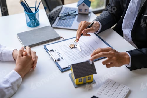 Preview: Real estate agents offer home loan and insurance after discussing and signing an agreement with an a
