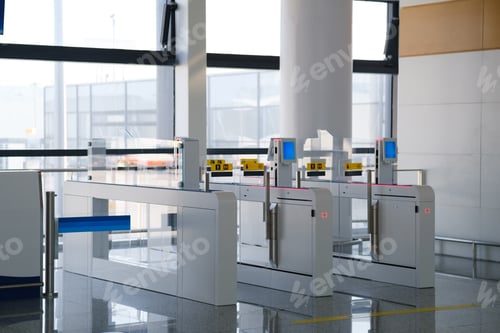 Preview: Modern automatic gates in the airport terminal facilitate passenger flow and security