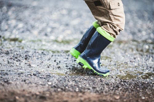 Preview: Toddler wearing rubber boots in rainy weather