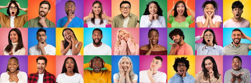 Preview: Human Reactions. Diverse multiethnic people expressing different emotions