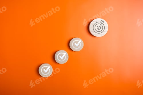 Preview: Target goal and checklist icons, Business growth process