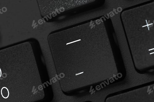 Preview: Black laptop keyboard close up. Macro photo