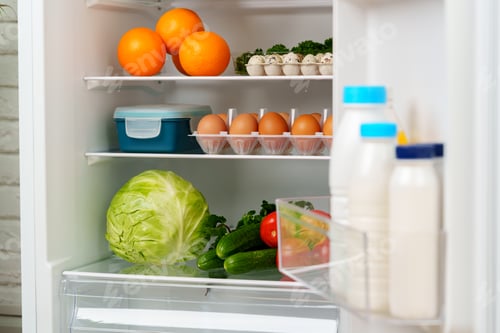 Preview: Well-Stocked Refrigerator With Fresh Produce, Eggs, and Other Groceries