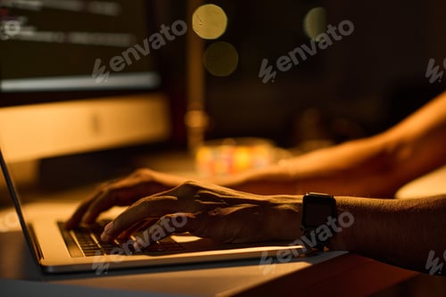 Preview: Programmer typing codes on laptop