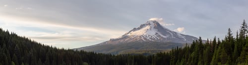 Preview: Panoramic Landscape View of Mt Hood during a dramatic cloudy sunset