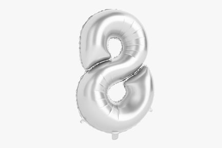 Preview: Silver Foil Balloon - Number Eight