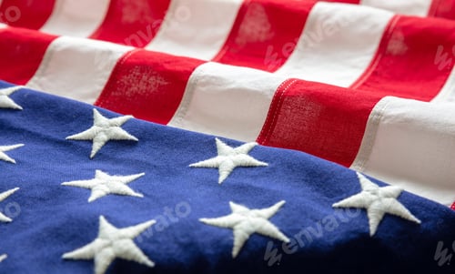 Preview: USA flag, US of America sign symbol background, closeup view