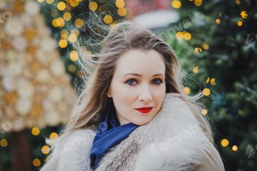 Preview: Portrait of a girl in Christmas lights